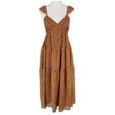 Madewell Womens Babydoll Tiered Ditsy Floral Midi Dress Size 4 Chiffon Coquette