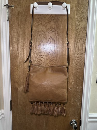 Michael Kors Camel Brown Tasseled Crossbody Purse Braid Strap Design Western - Picture 9 of 17