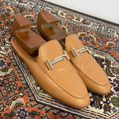  Tods Double T Loafers Pantoletten Mules in Hellbraun Damen Gr 41 EU Neuwertig