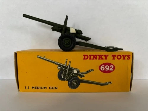 Vintage Dinky Toys 692 5.5 Medium Gun w/ Original Box British Military
