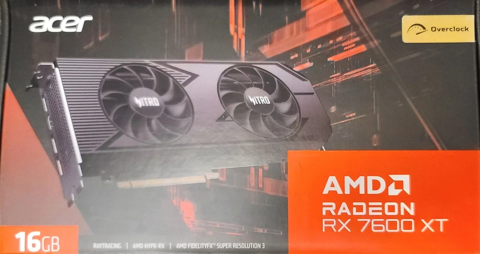 ACER Nitro Radeon RX 7600xt graphics, 16GB GDDR6 , 1x HDMI and 3x Display Ports - Image 2 of 3