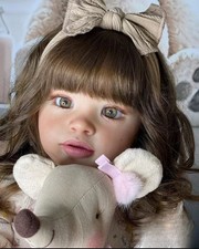 Assembled 26inch Pretty Girl Reborn Baby Doll Toddler Hand-Rooted Hair Toy Gift