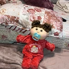 Cabbage Patch Kids Brown Curly Hair Play Doll with Soft Body in Red Outfit
