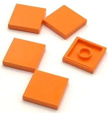 Lego 5 New Orange Tiles 2 x 2 Flat Smooth Pieces