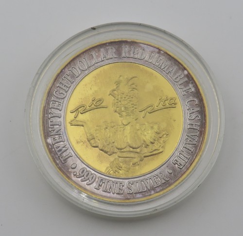Las Vegas Rio .999 Silver 24K Gold HGE Strike $28 - Item# 9561 - Picture 4 of 6