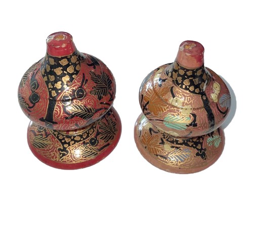 Set Of Vintage Paper Mache Incense Stick Holder 3.25" Hand Painted Lacquered - Picture 1 of 6