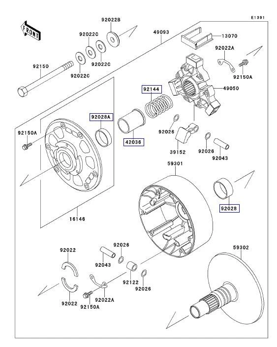 Kit de reconstrucción convertidor primario/embrague de transmisión Kawasaki Mule 2510/3010 Foto 4 de 4