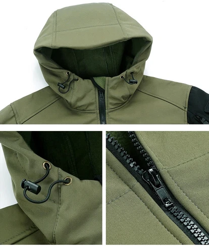 Tactical Jacket Men Military Outdoor Waterproof Hood Windbreaker Work Soft Shell - Picture 21 of 27