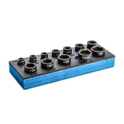 Capri Tools 3/8 in. Drive Stubby Impact Socket Set, SAE, 5/16'' to 1'', 12-Piece