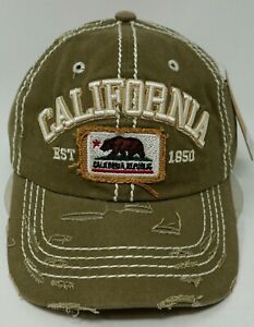 CALI Ball Cap California Republic Pigment Washed Unstructured Dad Hat OSFM NWT
