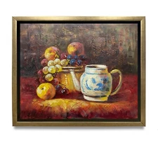 Hungryartist -Original Oil Painting of Still-Life Fruits on Canvas 8x10 Framed