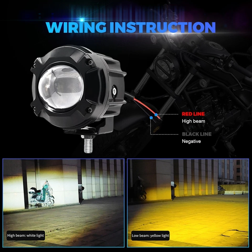 Luz LED de trabajo 2X60W luz antiniebla de conducción blanca + ámbar estroboscópica motocicleta ATV UTV Foto 4 de 4