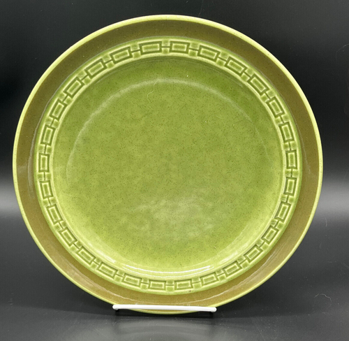 International Stoneware VERDE 10" Dinner Plate Green Geometric Rim 1970's VTG - Picture 4 of 6