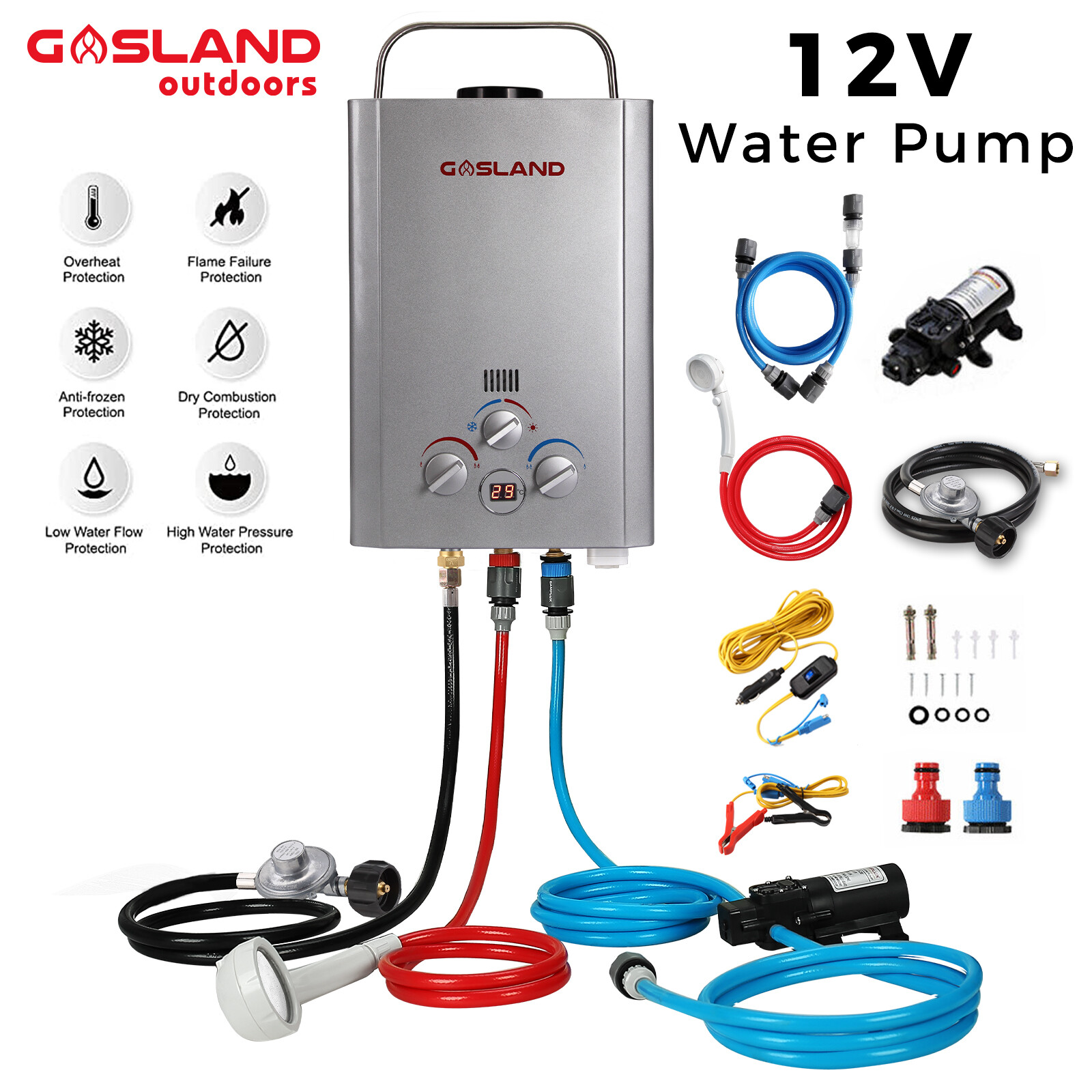 GASLAND Portable Gas Hot Water System LPG Instant Hot Heater & Pump Kit