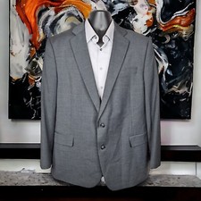 Stafford Sport Coat Blazer Mens 46R Solid Gray Double Vented