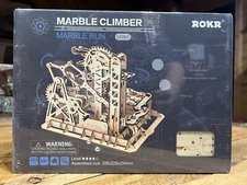 ROKR Marble Run Electric Spaceport 3D Wooden Puzzle Toys Games Boy Building Toys