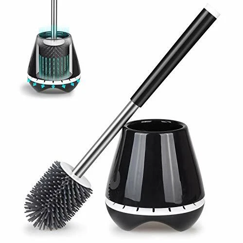 Toilet Brush Holder Set Stainless Steel with Soft Silicone
