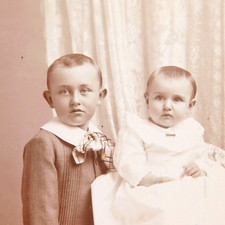 Antique Cabinet Card Young Children Victorian  by Sullivan, Hudson NY c.1800s