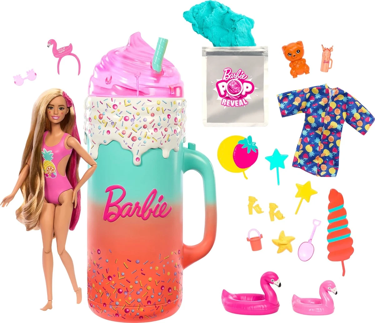 Barbie Pop Reveal Doll & Accessories, Rise & Surprise Fruit Series Gift Set  with