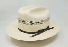 STETSON SIZE 7 SHANTUNG STRAW GRAY VENTED OPEN ROAD 5 WESTERN HAT