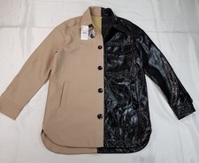 Pimkie Size 8-10uk S-m Womens Faux Leather Blazer Jacket Coat Two Tone Overshirt