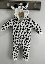 Plush Black White Baby Toddler Cow Costume Plush Fleece One Piece 12 Months