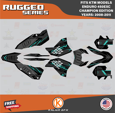 Graphics Kit for KTM Enduro 450EXC  (2008-2011) Rugged Series - Teal  Shift