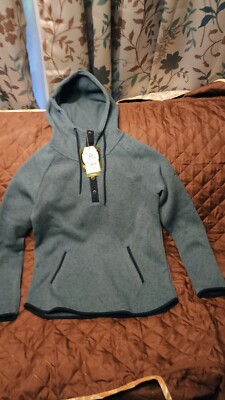 Ascend 1/4 Snap Hoodie Pullover Coronet Blue W/ Navy Trim Size S NWT