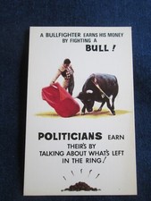 Tarjeta Postal Cómic Triángulo Negro De Colección Humor Torero Toro Políticos Nº 131
