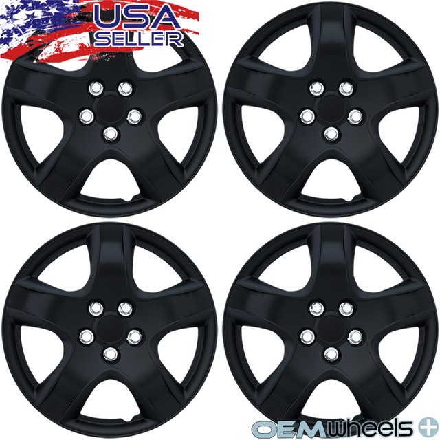 4 NEW OEM MATTE BLACK 15" HUBCAPS FITS VOLKSWAGEN VW CENTER WHEEL