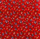 BLUE, WHITE & GOLD MINI FLOWERS ON RED COTTON (1982)-- 1 2/3 YARD