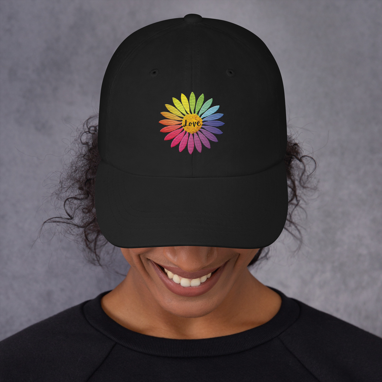 Rainbow Floral Embroidered Baseball Cap