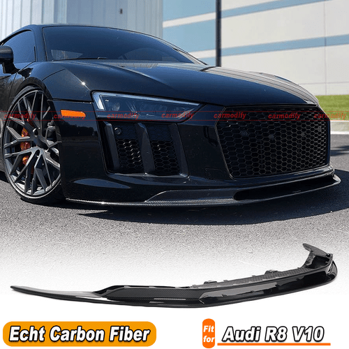 Passt für Audi R8 V10 2016-18 Dry Carbon Frontlippe Front Spoiler Lippe Schwert  - Bild 1 von 11