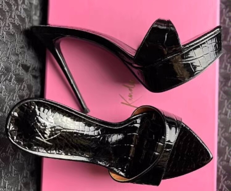 PANTOFOLA D’ORO Ciabatte donna tacco sottile pelle punta slip on mules sandali stiletto T