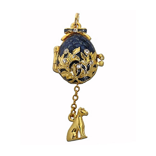 Pendentif chat coeur - Pendentifs - Bijou ambre et argent