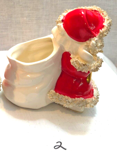 Winking Santa Planter Lefton VTG Sack Spaghetti Trim 4.5" Japan 2 Available - Picture 15 of 15