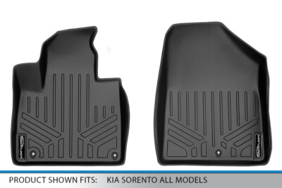 SMARTLINER Custom Fit Floor Mats For 2016-2020 Kia Sorento – 3-Row Set, Black TPE