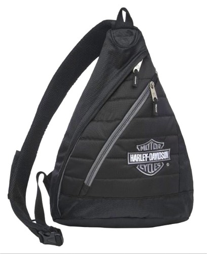HARLEY-DAVIDSON Nero E Argento Bar \u0026 Shield Trapuntato Sling Zaino  90820-Argento | eBay