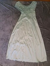 Vintage Shadowline Full Sweep Long Nightgown-Robe Pale Green Lace Top Small.