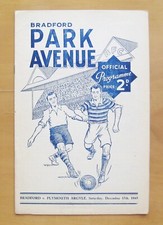 BRADFORD PARK AVENUE v PLYMOUTH ARGYLE 1949/1950 *Exc Cond Football Programme*