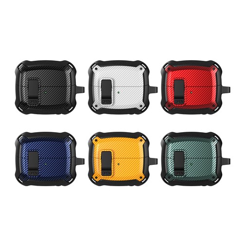 For Samsung Galaxy Buds 3/3 Pro Carbon Fiber Rugged Secure Lock Case+Keychain - Picture 10 of 19