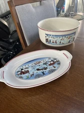 Villeroy & Boch Naif Christmas G. Laplau SET 8" Serving Bowl & Oval Tray