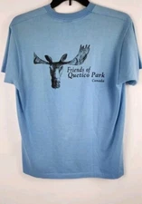 Vtg Friends Of Quetico Park Shirt Mens Large Blue Moose Nature Single Stitch
