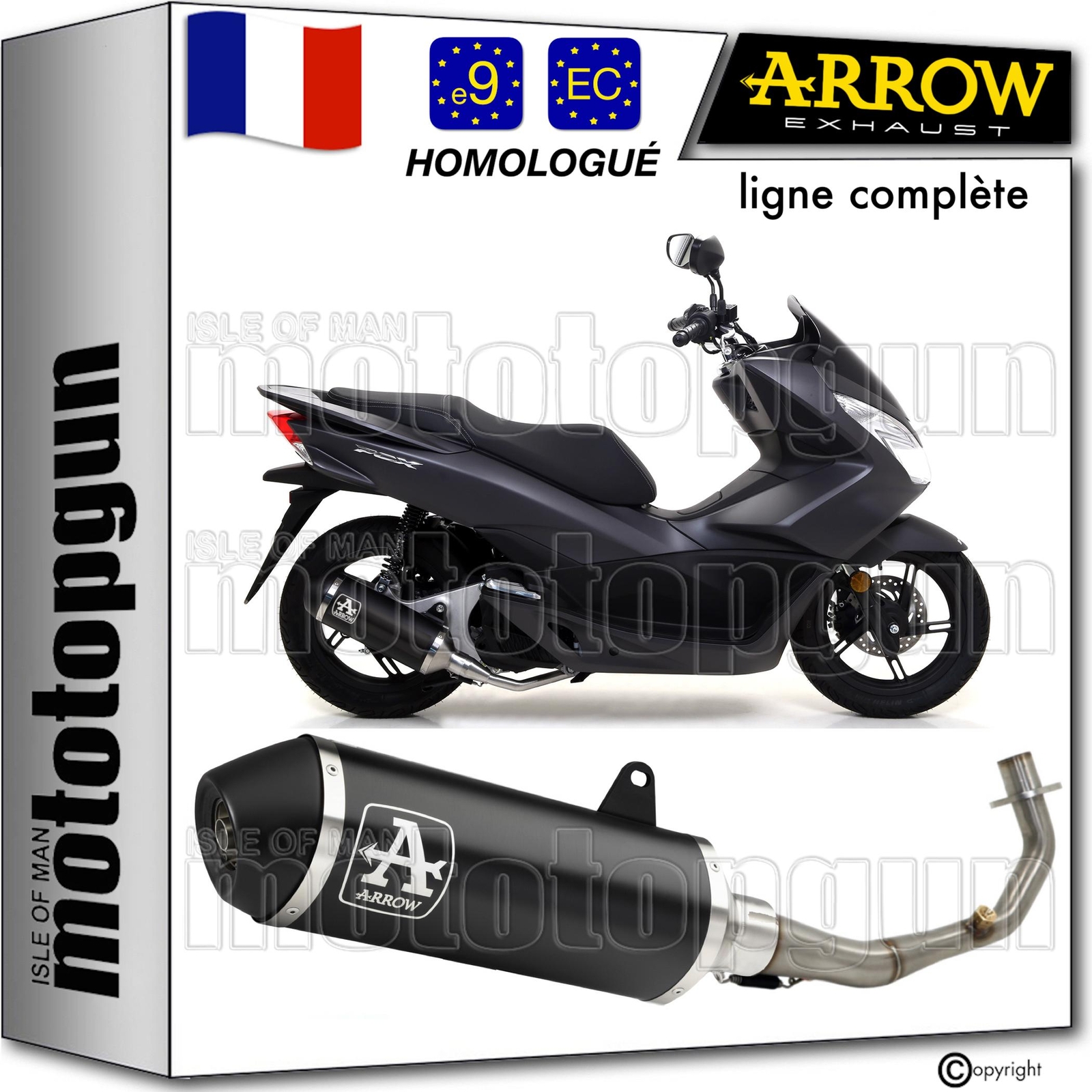 Ligne complete Arrow Urban noir pour remplacer l'echappement rouille du Honda PCX 125 18-19