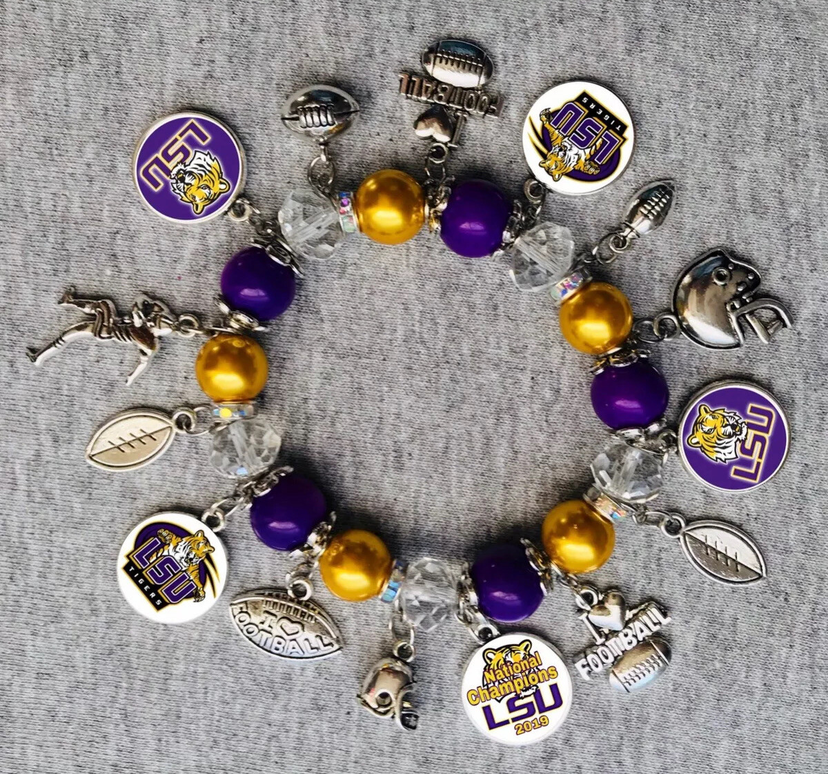 LSU Tigers Champions Charm Bracelet