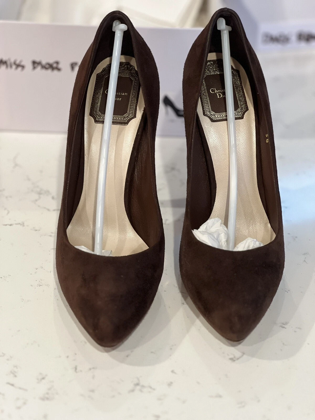 Escarpins plateforme marron Miss Dior IT 38 US 8 d'origine dans leur boîte