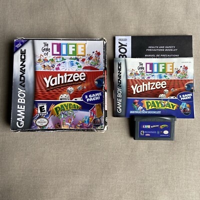 Game of Life / Yahtzee / Payday (Nintendo Game Boy Advance 2005) GBA 3-in-1 CIB