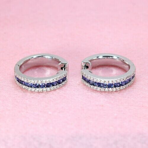 Boucles d'Oreilles Creoles Birthstone Saphir Septembre Sterling Argent – Hey Happiness