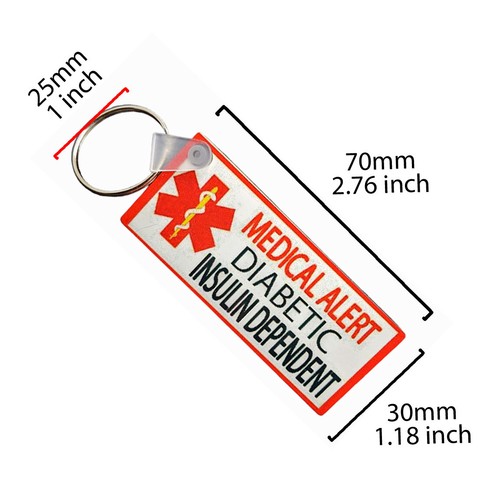 Personalized Diabetic Medical Alert Keychain Insulin Dependent Emergency Contact - Picture 2 of 3