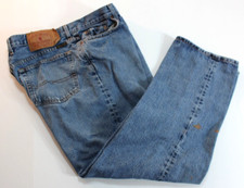 VTG Lucky Brand Jeans 34x30 Medium Wash Brown Paint Splatter on Leg USA Made
